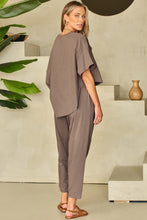 Load image into Gallery viewer, Simply Taupe High Low Boxy Fit Tee and Crop Pants Set