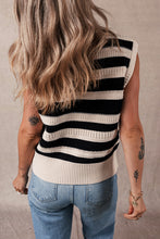 Load image into Gallery viewer, Black Stripe Ribbed Trim Knitted Sweater Vest