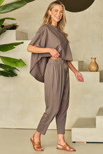 Load image into Gallery viewer, Simply Taupe High Low Boxy Fit Tee and Crop Pants Set