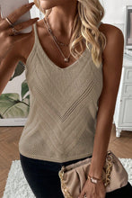 Load image into Gallery viewer, Parchment Chevron Pointelle Knit Spaghetti Straps Sweater Vest