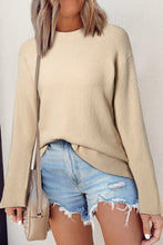 Load image into Gallery viewer, Black Solid Textured Knit Split Cuff Drop Shoulder Loose Sweater