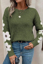 Load image into Gallery viewer, Jet Stream Flower Sleeve Drop Shoulder Sweater