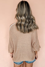 Load image into Gallery viewer, Light French Beige Contrast Striped 3/4 Sleeve Crew Neck Sweater