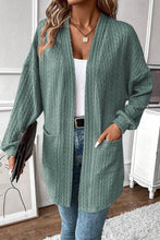 Load image into Gallery viewer, Chestnut Textured Knit Side Pockets Open Front Cardigan