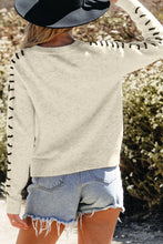 Load image into Gallery viewer, White Contrast Stitch Detail Ribbed Trim Sweater