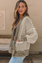 Load image into Gallery viewer, Brown Chunky Waffle Knit Oversized Collar Cardigan