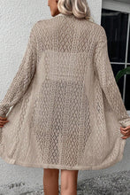 Load image into Gallery viewer, Smoke Gray Solid Color Pointelle Knit Open Front Cardigan