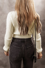 Load image into Gallery viewer, White Cable Knit Cropped Sweater