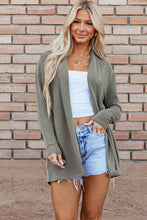 Load image into Gallery viewer, Moss Green Corded Open Front Knit Cardigan