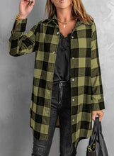 Load image into Gallery viewer, Fiery Red Turn-down Collar Plaid Shirt Coat