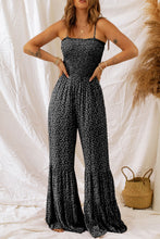 Load image into Gallery viewer, Black Thin Straps Smocked Bodice Wide Leg Floral Jumpsuit