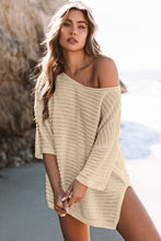 Load image into Gallery viewer, Apricot Textured Knit Drop Shoulder Tee