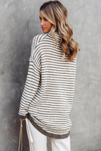 Load image into Gallery viewer, Khaki Striped Turtleneck Loose Sweater