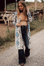 Load image into Gallery viewer, Brown Western Aztec Printed Open Front Long Cardigan