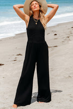 Load image into Gallery viewer, Black Cinched Waist Sleeveless Wide Leg Jumpsuit