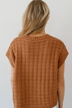 Load image into Gallery viewer, Camel Round Neck Textured Knit Sweater Vest