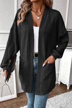 Load image into Gallery viewer, Chestnut Textured Knit Side Pockets Open Front Cardigan