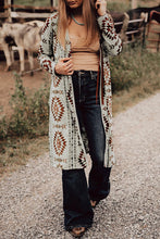 Load image into Gallery viewer, Brown Western Aztec Printed Open Front Long Cardigan