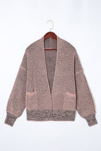 Load image into Gallery viewer, Brown Chunky Waffle Knit Oversized Collar Cardigan