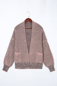 Brown Chunky Waffle Knit Oversized Collar Cardigan