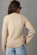 Load image into Gallery viewer, Black Solid Textured Knit Split Cuff Drop Shoulder Loose Sweater