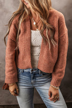 Load image into Gallery viewer, Light French Beige Drop Shoulder Open Front Cropped Cardigan