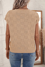 Load image into Gallery viewer, Smoke Gray Lattice Textured Knit Short Sleeve Sweater