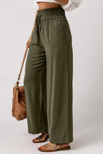 Load image into Gallery viewer, Brown Drawstring Elastic Waist Casual Wide Leg Pants