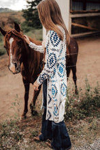 Load image into Gallery viewer, Brown Western Aztec Printed Open Front Long Cardigan