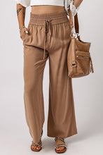 Load image into Gallery viewer, Brown Drawstring Elastic Waist Casual Wide Leg Pants