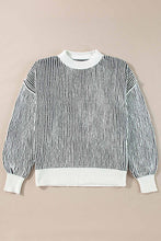 Load image into Gallery viewer, Chestnut Striped Textured Knit Contrast Edge Loose Sweater