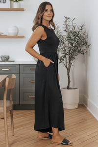 Black Open Back Wide Leg Jumpsuit