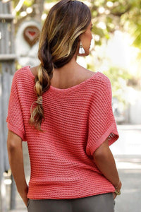 Ginger Solid Loose Knit Short Dolman Sleeve Sweater