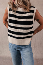 Load image into Gallery viewer, Black Stripe Ribbed Trim Knitted Sweater Vest