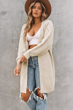 Load image into Gallery viewer, Khaki Open Front Cable Sleeve Long Cardigan