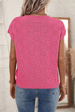 Load image into Gallery viewer, Smoke Gray Lattice Textured Knit Short Sleeve Sweater