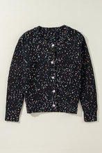 Load image into Gallery viewer, Apricot Rhinestone Decor Multicolor Confetti Sweater Cardigan