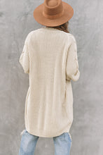 Load image into Gallery viewer, Khaki Open Front Cable Sleeve Long Cardigan