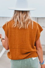 Load image into Gallery viewer, Chestnut Grid Textured Short Sleeve Sweater