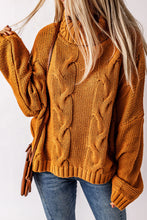 Load image into Gallery viewer, Cuddle Weather Cable Knit Handmade Turtleneck Sweater