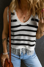 Load image into Gallery viewer, Beige Stripe Loose Knit Fringe Tank Top