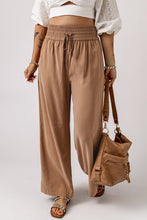 Load image into Gallery viewer, Brown Drawstring Elastic Waist Casual Wide Leg Pants