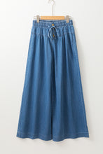 Load image into Gallery viewer, Dusk Blue Mineral Wash Button Fly Waist Wide Leg Jeans