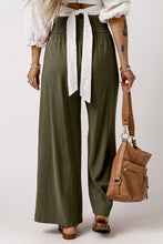 Load image into Gallery viewer, Brown Drawstring Elastic Waist Casual Wide Leg Pants