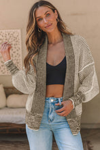 Load image into Gallery viewer, Brown Chunky Waffle Knit Oversized Collar Cardigan