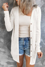 Load image into Gallery viewer, White Solid Color Open-Front Buttons Cardigan