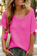 Load image into Gallery viewer, Pink Solid Loose Knit Short Dolman Sleeve Sweater