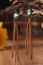 Load image into Gallery viewer, Brown Turquoise Tassel Drop Earrings