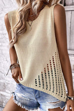 Load image into Gallery viewer, Beige Pointelle Detail Solid Color Knit Sweater Vest