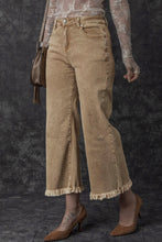 Load image into Gallery viewer, Light French Beige Acid Washed High Rise Cropped Wide Leg Jeans